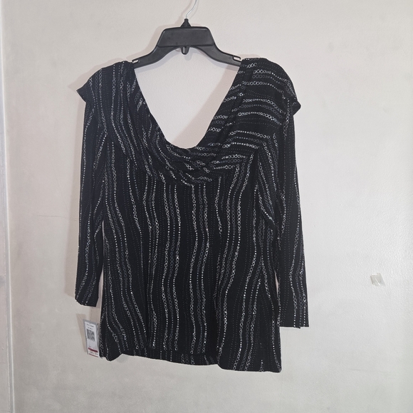 Patra Black and Silver Striped Blouse - Picture 4 of 6